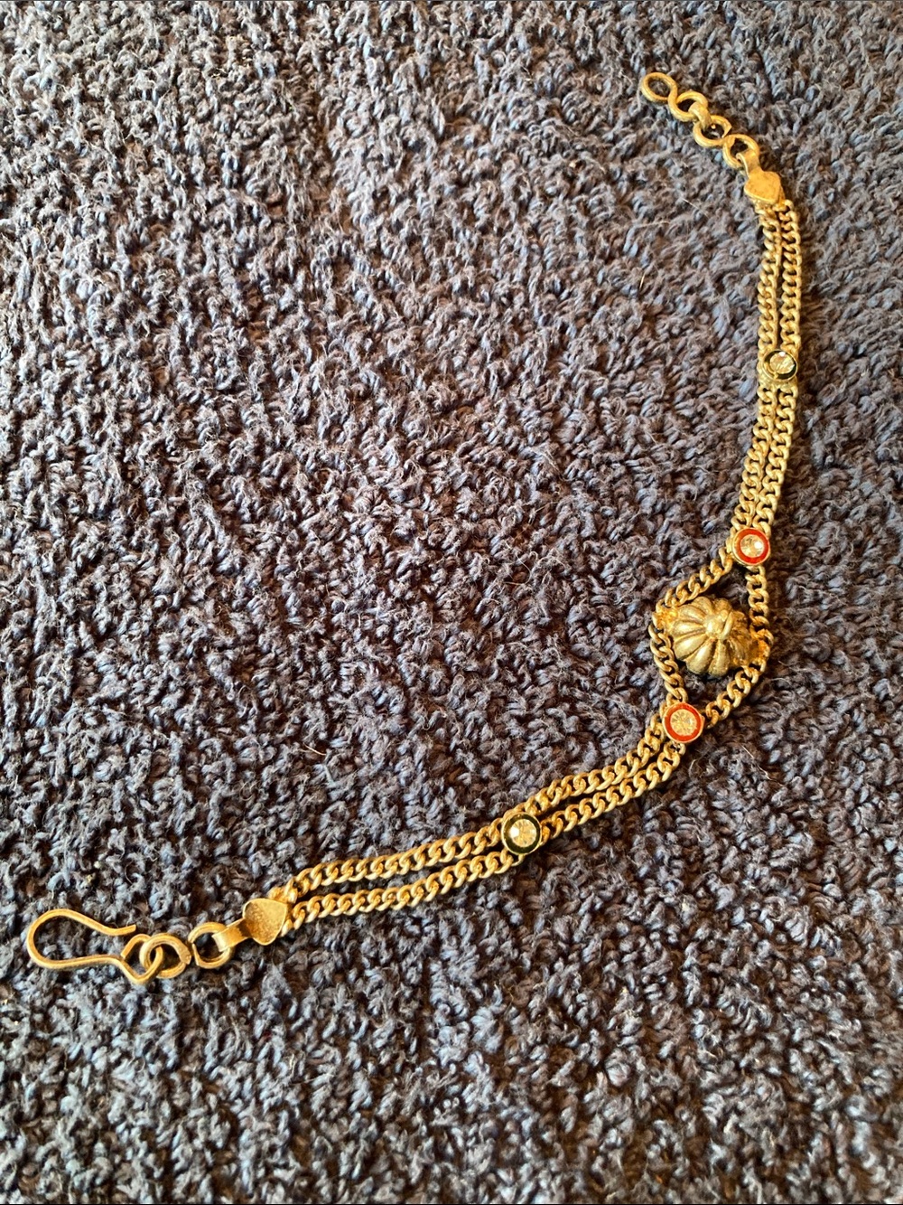 Gold-Tone Floral Accent Double Chain Bracelet